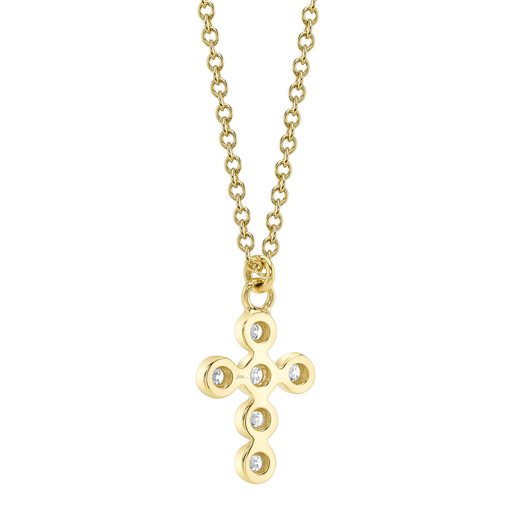 0.08Ct 14K Y/G Diamond Bezel Cross Necklace