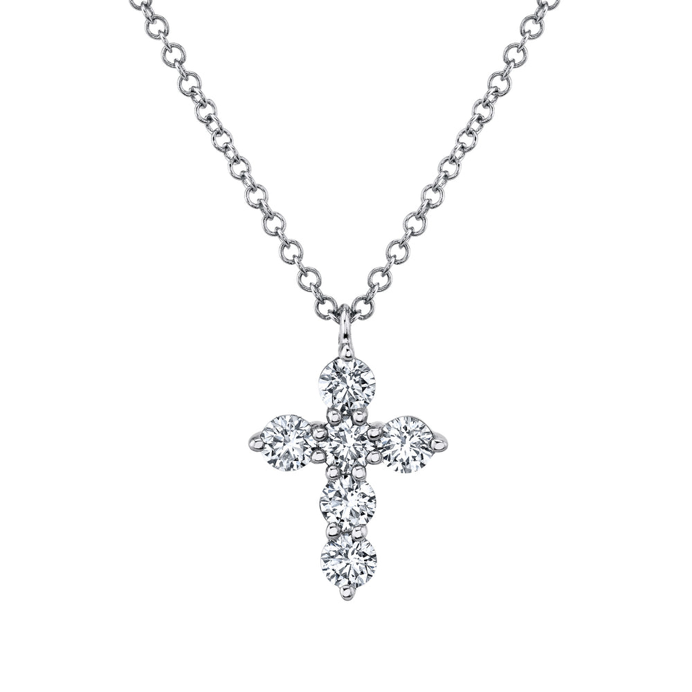 0.50Ct 14K W/G Diamond Cross Necklace