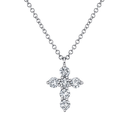 0.50Ct 14K W/G Diamond Cross Necklace