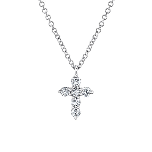 0.25Ct 14K W/G Diamond Cross Necklace