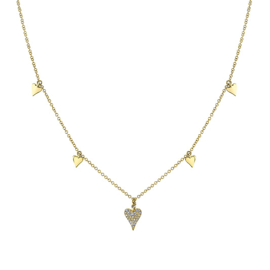 0.07Ct 14K Y/G Diamond Pave Heart Necklace