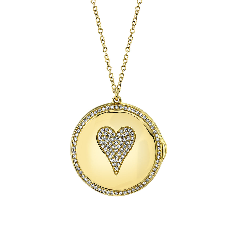 0.25Ct 14K Y/G Diamond Pave Heart Locket Necklace