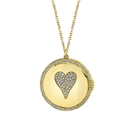 0.25Ct 14K Y/G Diamond Pave Heart Locket Necklace
