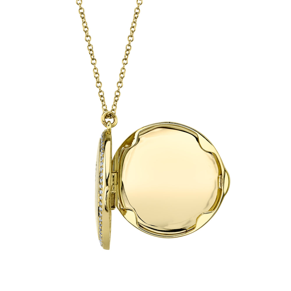 0.25Ct 14K Y/G Diamond Pave Heart Locket Necklace