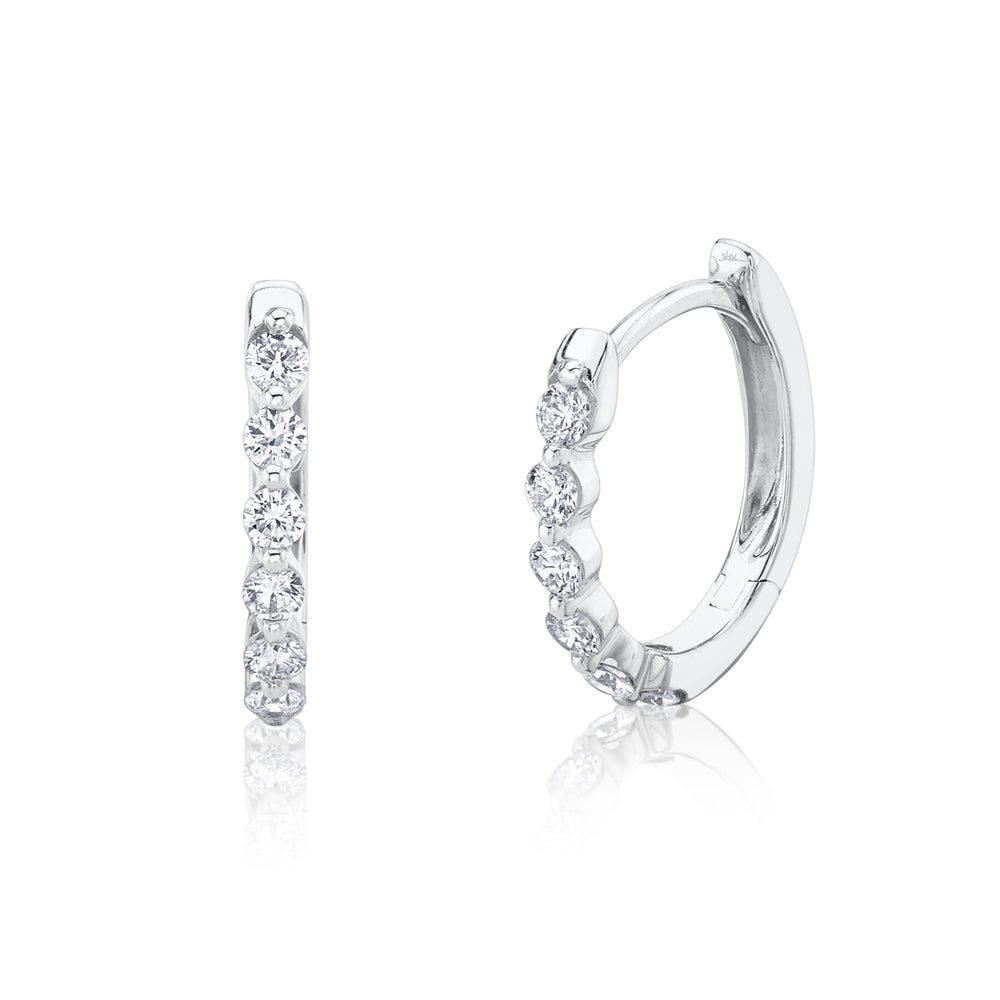 0.26Ct 14K W/G Diamond Oval Huggie Earring