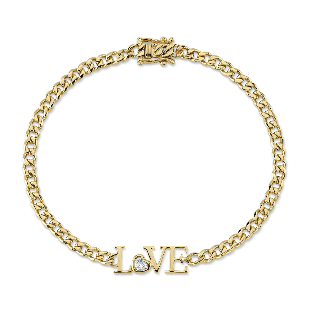 0.13Ct 14K Y/G Diamond Bezel "Love" Bracelet