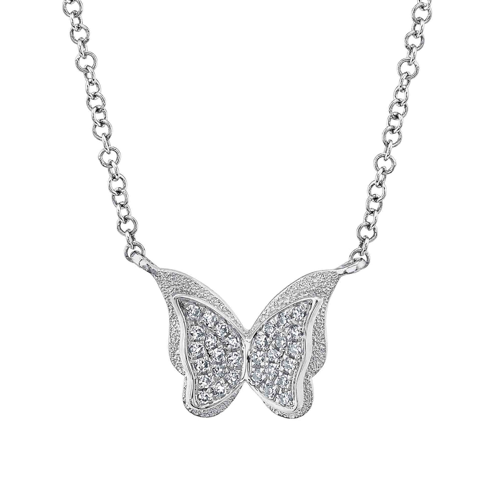 0.06Ct 14K W/G Diamond Butterfly Necklace