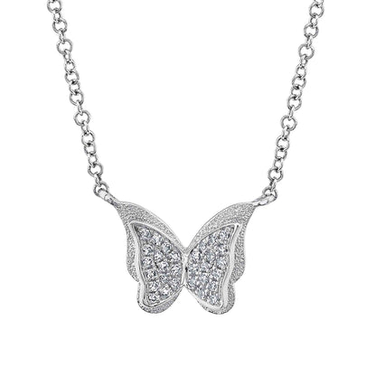 0.06Ct 14K W/G Diamond Butterfly Necklace