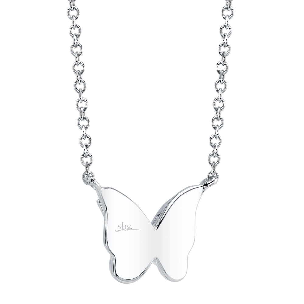 0.06Ct 14K W/G Diamond Butterfly Necklace
