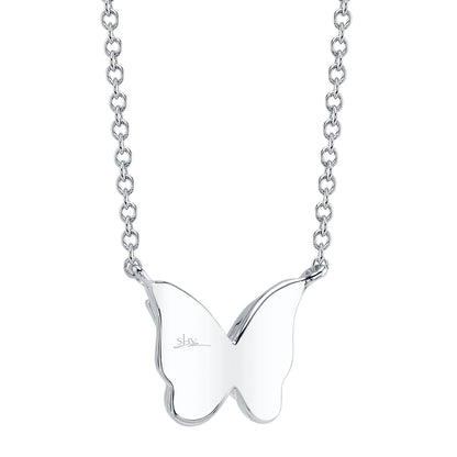 0.06Ct 14K W/G Diamond Butterfly Necklace