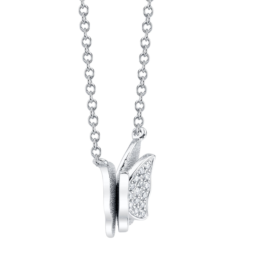 0.06Ct 14K W/G Diamond Butterfly Necklace