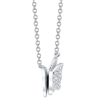 0.06Ct 14K W/G Diamond Butterfly Necklace