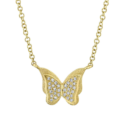 0.06Ct 14K Y/G Diamond Butterfly Necklace