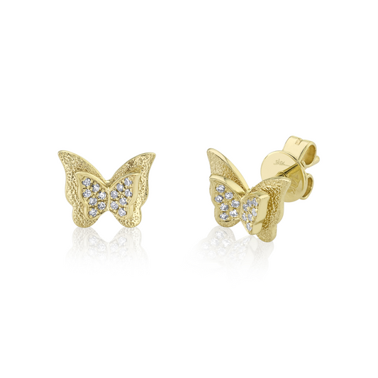 0.06Ct 14K Y/G Diamond Butterfly Stud Earring