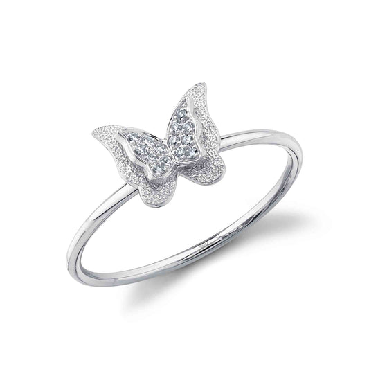0.04Ct 14K W/G Diamond Butterfly Ring
