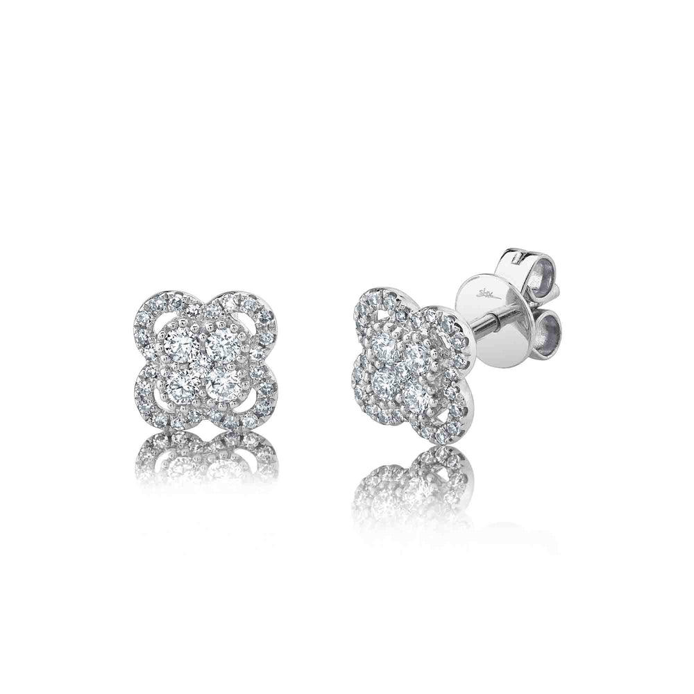 0.34Ct 14K W/G Diamond Clover Stud Earring
