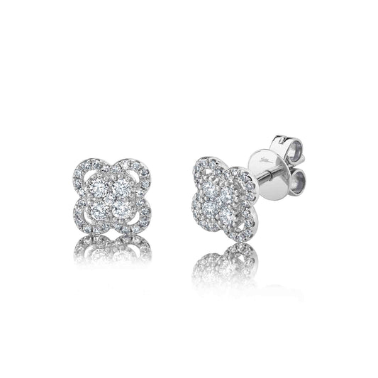 0.34Ct 14K W/G Diamond Clover Stud Earring