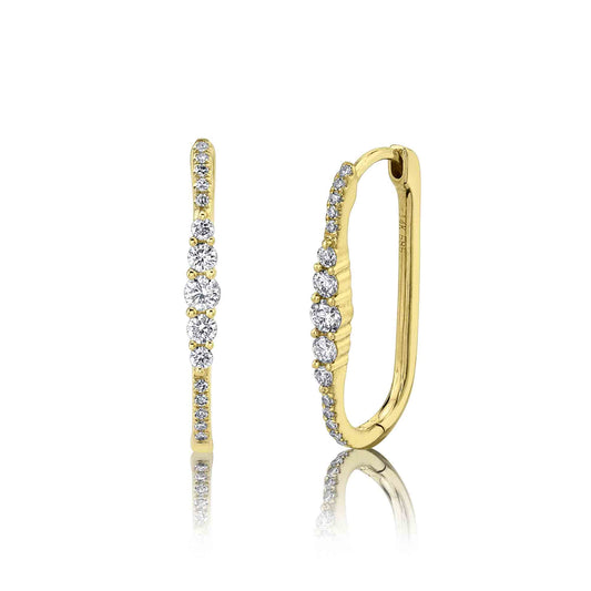 0.29Ct 14K Y/G Diamond Oval Hoop Earring