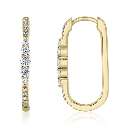 0.29Ct 14K Y/G Diamond Oval Hoop Earring