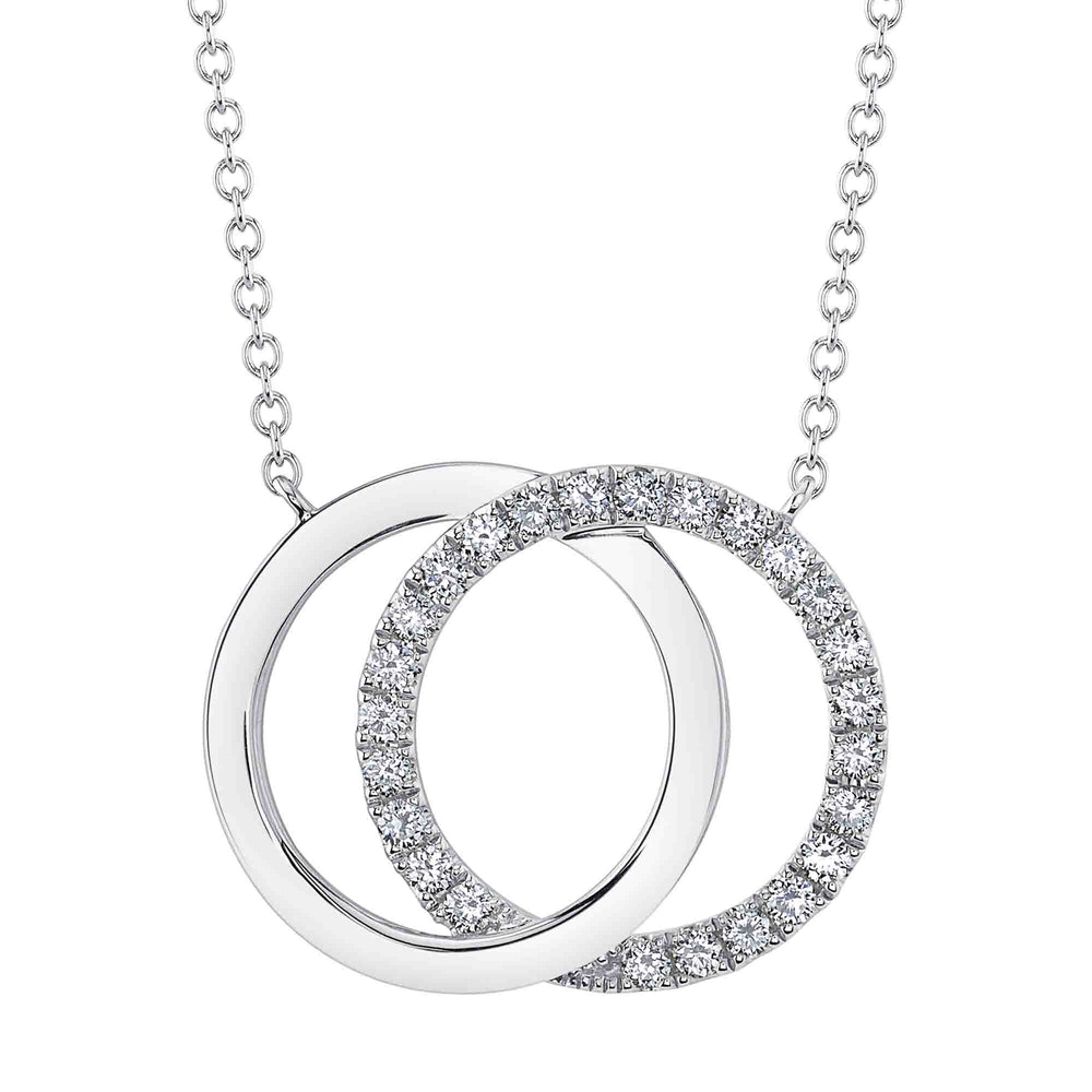 0.31Ct 14K W/G Diamond Love Knot Circle Necklace
