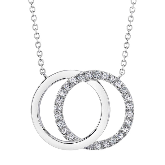 0.31Ct 14K W/G Diamond Love Knot Circle Necklace