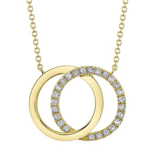 0.31Ct 14K Y/G Diamond Love Knot Circle Necklace