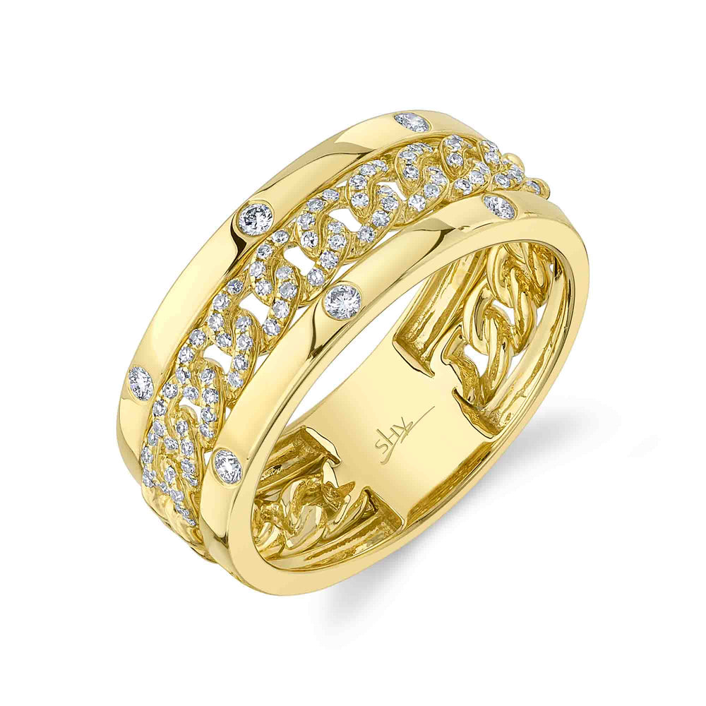 0.34Ct 14K Y/G Diamond Link Men's Ring