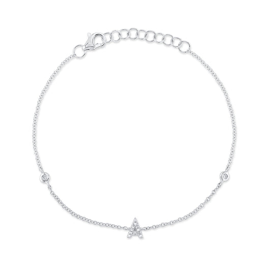 0.05Ct 14K W/G Diamond Bracelet - Initial A