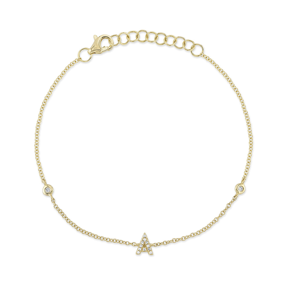 0.05Ct 14K Y/G Diamond Bracelet - Initial A