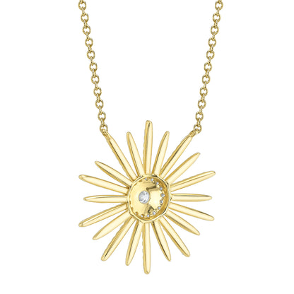 0.69Ct 14K Y/G Diamond Flower Matte Necklace