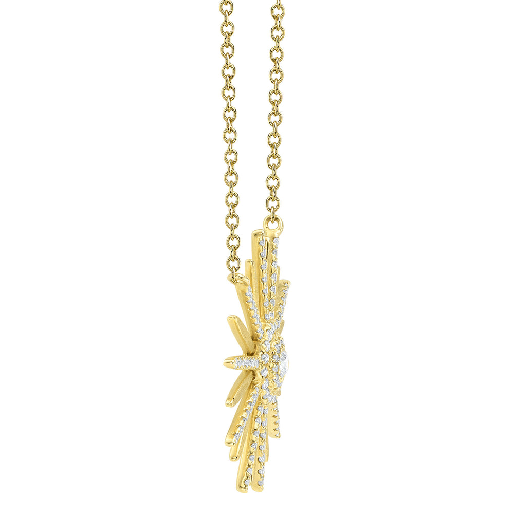 0.69Ct 14K Y/G Diamond Flower Matte Necklace