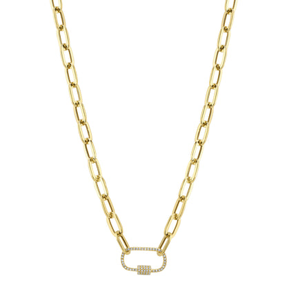 0.23Ct 14K Y/G Diamond Paper Clip Link Necklace