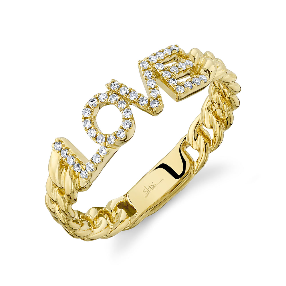 0.12Ct 14K Y/G Diamond "Love" Link Ring