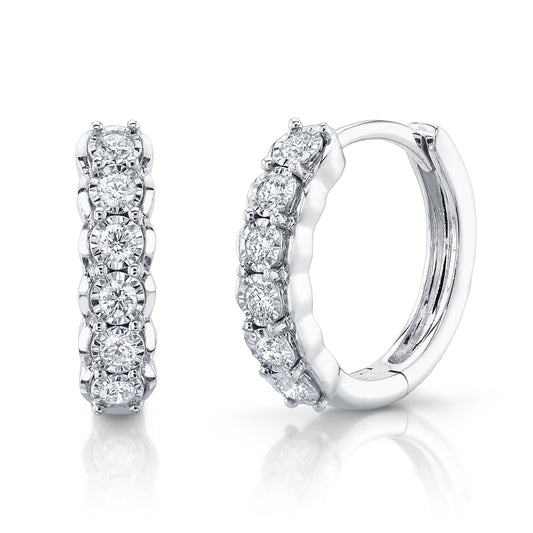 0.23Ct 14K W/G Diamond Huggie Earring