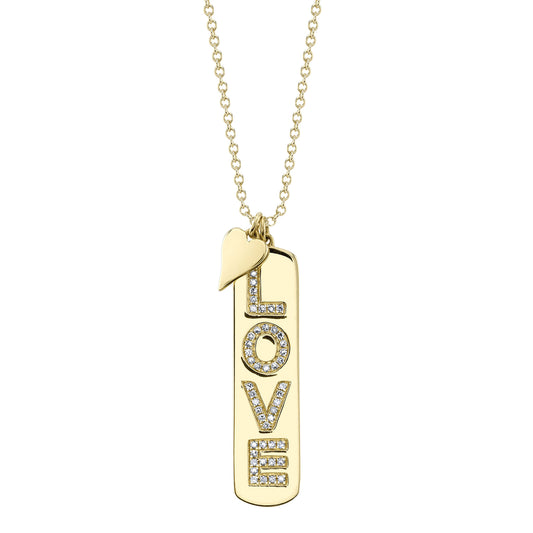 0.11Ct 14K Y/G Diamond "Love" Necklace