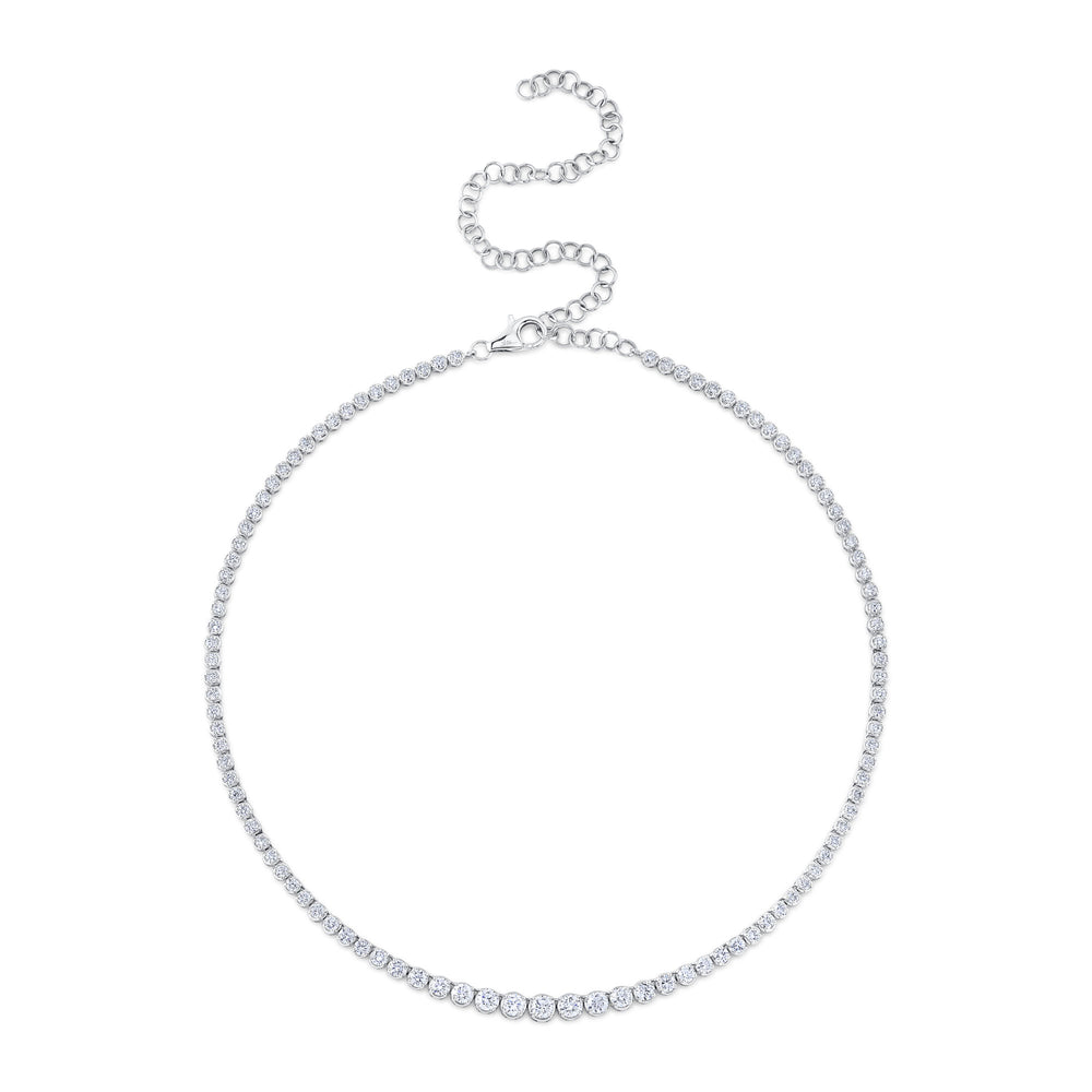 4.73Ct 14K W/G Diamond Crown Setting Tennis Necklace