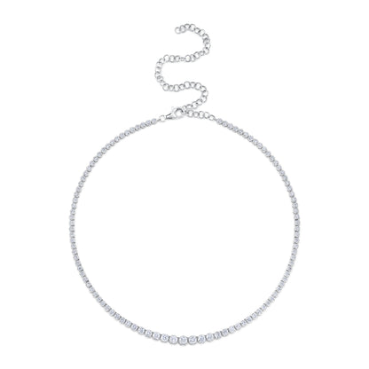 4.73Ct 14K W/G Diamond Crown Setting Tennis Necklace