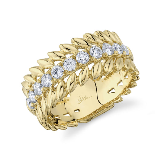 0.64Ct 14K Y/G Diamond Laurel Wreath Band