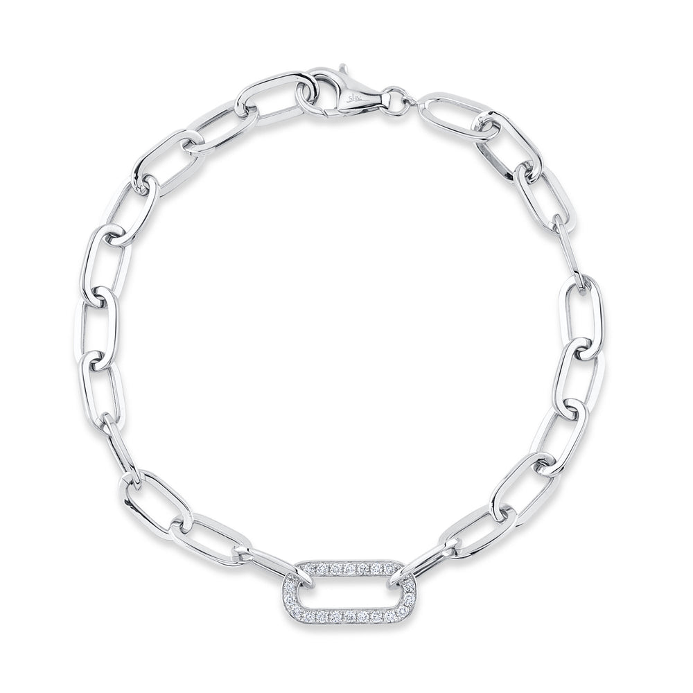 0.20Ct 14K W/G Diamond Paper Clip Link Bracelet