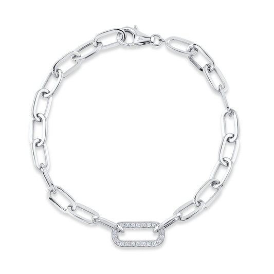 0.20Ct 14K W/G Diamond Paper Clip Link Bracelet