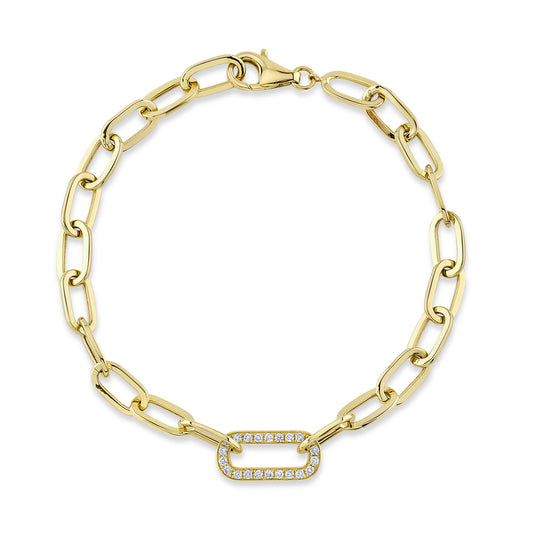 0.20Ct 14K Y/G Diamond Paper Clip Link Bracelet