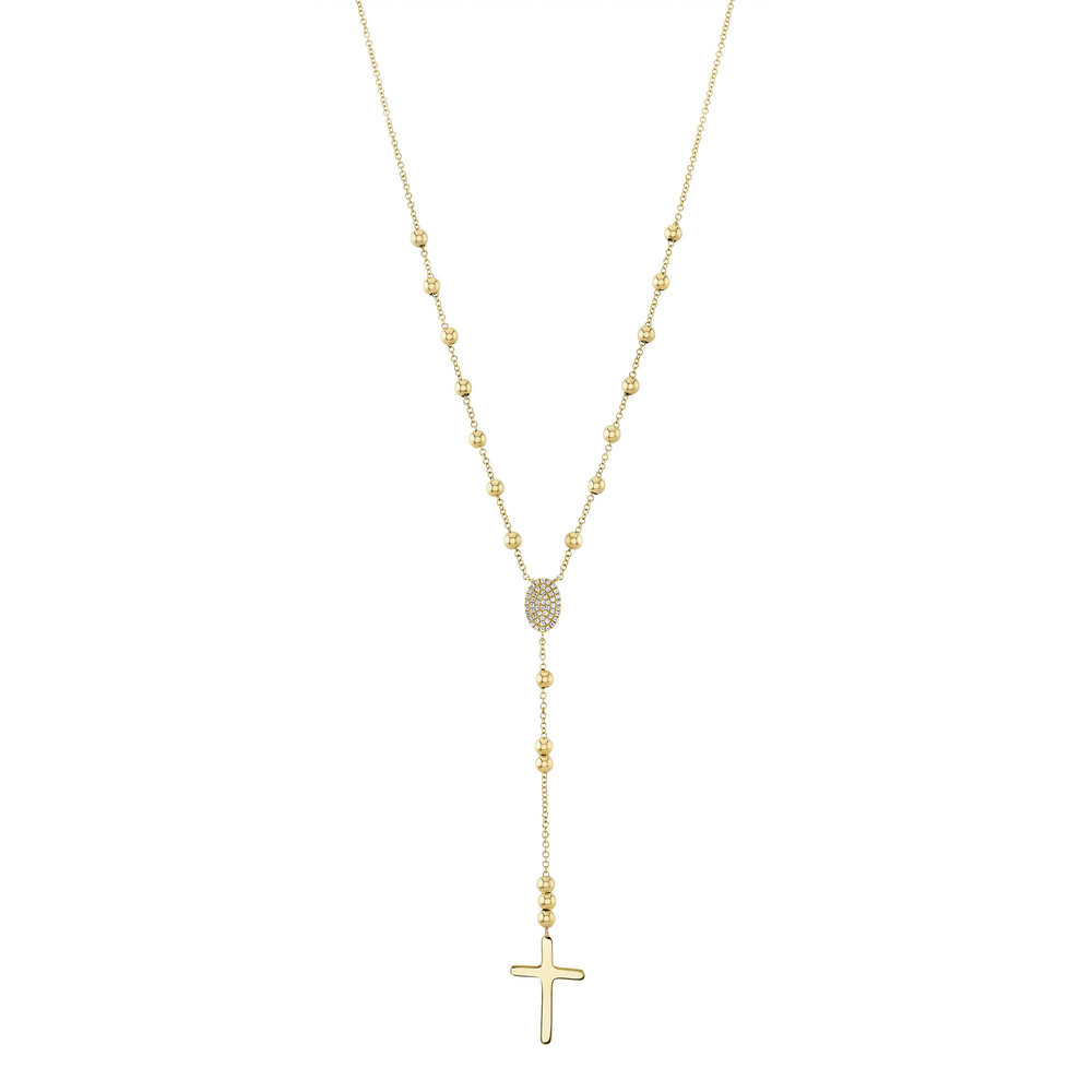 0.11Ct 14K Y/G Diamond Cross Lariat Necklace