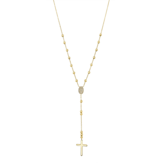 0.11Ct 14K Y/G Diamond Cross Lariat Necklace