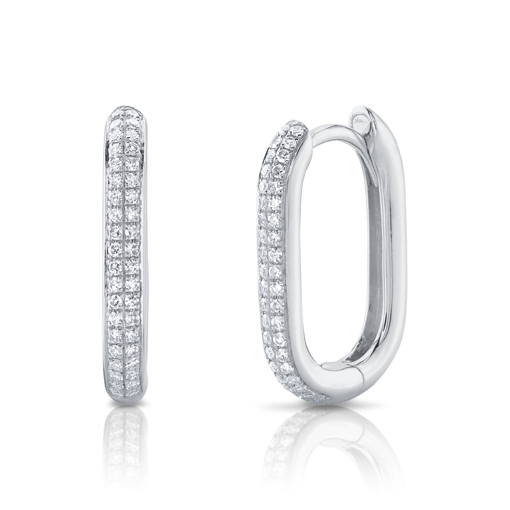 0.18Ct 14K W/G Diamond Oval Hoop Earring