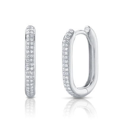 0.18Ct 14K W/G Diamond Oval Hoop Earring