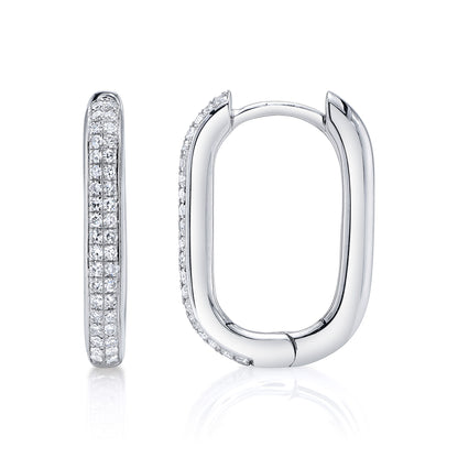 0.18Ct 14K W/G Diamond Oval Hoop Earring