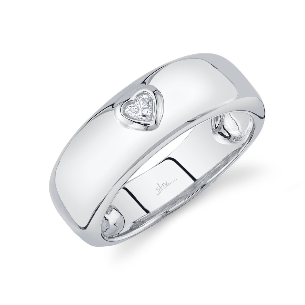 0.09Ct 14K W/G Diamond Heart Bezel Lady's Band