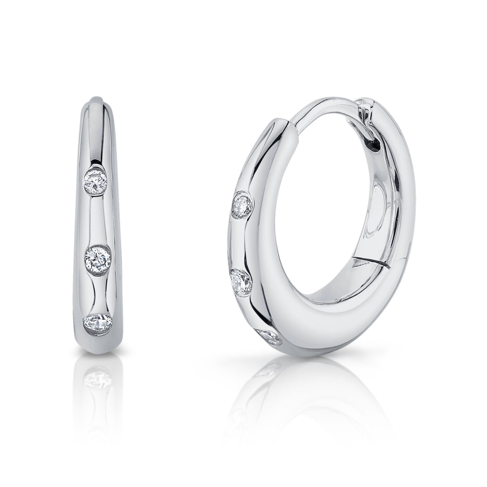 0.12Ct 14K W/G Diamond Huggie Earring