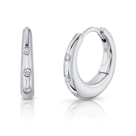 0.12Ct 14K W/G Diamond Huggie Earring