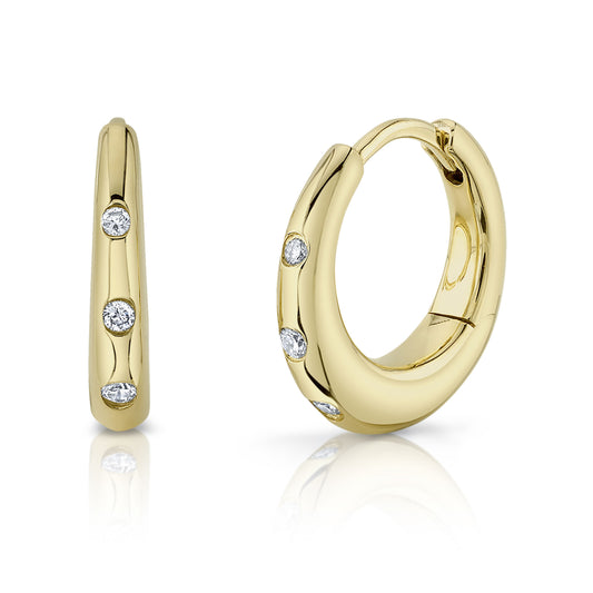 0.12Ct 14K Y/G Diamond Huggie Earring